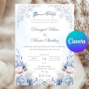 Editable Nikkah Invitation Template | Minimalist Muslim Wedding Invitation | Nikkah & Walima Canva Template | Instant Digital Download