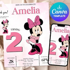 Editable Oh TWOdles Birthday Invitation Digital 2nd BirthdayEditable Minnie Second Birthday Invite Cute Mouse Invitation Girl Minnie Invite