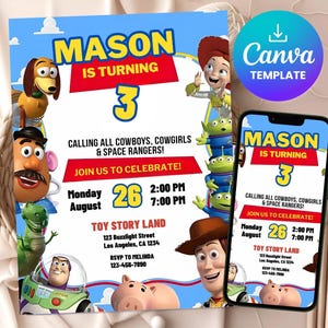 Toy Story Birthday Invitation Template, Digital Invitation, Kids Invite,  Birthday Editable Canva, E-Invite DIY Birthday Invitation