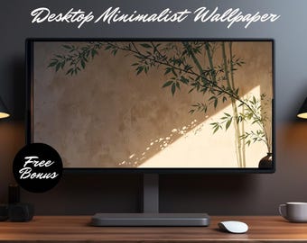 Japandi Bamboo Desktop Wallpaper: Minimalistisches Zen (Digitaler Download)