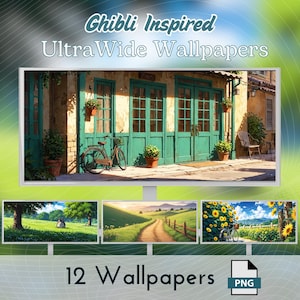 Studio Ghibli Inspired, Ultrawide Wallpaper, Macbook Background, Anime Spring, Twitch Streaming Banner,Aesthetic Wallpaper,Desktop wallpaper