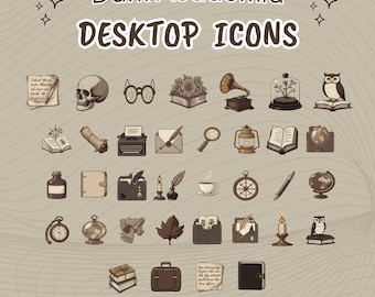 Dark Academia Desktop Icons, Gothic Ordner, Windows, Mac (Digitaler Download)