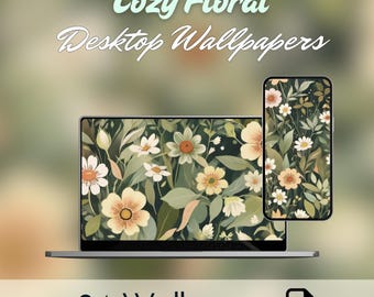 Spring Floral Desktop Wallpaper: Cottagecore Botanical Art (Digital Download)