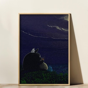 Night Totoro Posters, Ghibli Posters, Hayao Miyazaki Movie, Totoro Wall Art, Ghibli, Home Decoration, Wall Art, Anime Poster, Studio Ghibli
