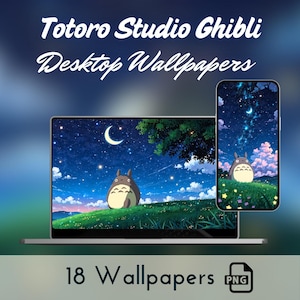 Totoro Wallpaper, Cute Studio Ghibli, Studio Ghibli Wallpaper, Desktop background, MacBook Wallpaper, Lofi landscape, Whimsical background
