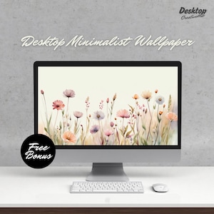 Wildflower Desktop Wallpaper, Cozy Wildflowers Watercolor, Floral Computer Background, Spring Pastel Digital Wallpapers, Digital Wallpaper