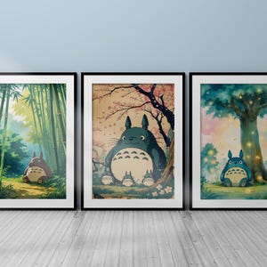 Studio Ghibli Prints, Totoro Poster, Ghibli Poster, Hayao Miyazaki Film, Totoro Wandkunst, Ghibli Art, Dekoration, Wandkunst, Anime Poster