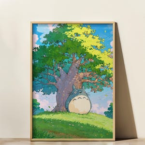 Póster de Totoro, Láminas de Studio Ghibli, Pósters de Ghibli, Película de Hayao Miyazaki, Arte de Totoro, Arte de Ghibli, Decoración del hogar, Arte mural de naturaleza, Póster de anime
