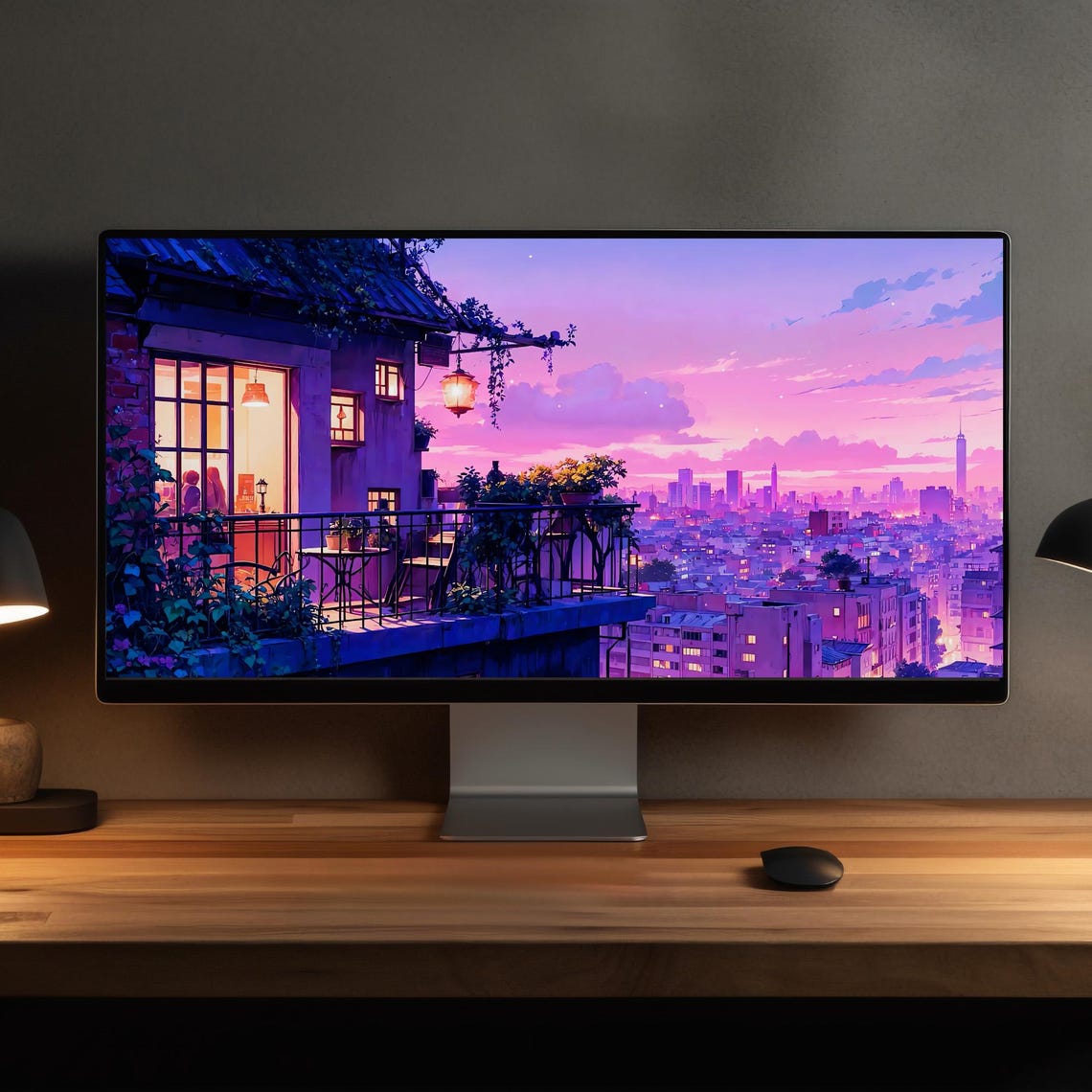 Animated Purple Lofi City Background: 4K Moving Wallpaper (digital ...