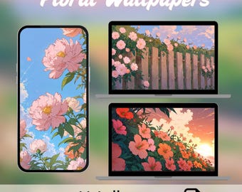 Pastel Floral Wallpaper, Phone & Desktop Backgrounds (Digital Download)