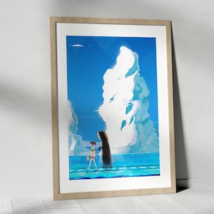 Póster de El Viaje de Chihiro, lámina de Studio Ghibli, arte mural de anime, decoración de películas de Miyazaki, póster de Ghibli, obra de arte sin rostro, decoración de anime japonés para el hogar