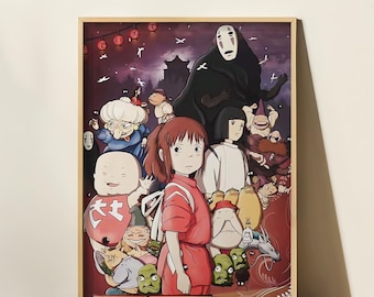 Impresión de Studio Ghibli, póster de El viaje de Chihiro, póster de Ghibli, película de Miyazaki, El viaje de Chihiro, arte mural de Ghibli, decoración del hogar, arte mural, póster de anime