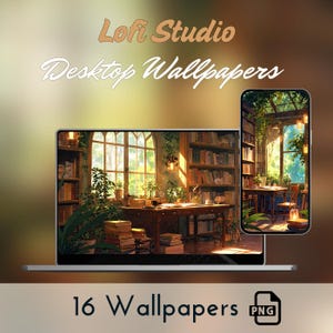 Lofi Studio Wallpaper, Tapete für den Computer, japanische Bibliothek, Tapete für den Computer, japanische Bibliothek, Tapete für den Computer
