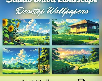 Fondo de pantalla de paisaje de Studio Ghibli, fondo de escritorio de anime lo-fi (descarga digital)
