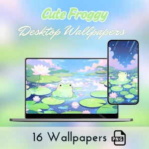 Cute frog desktop wallpaper, cute screensaver, kawaii wallpaper, phone wallpaper, 4k, aesthetic, Kawaii frog wallpaper, Lofi toad lockscreen