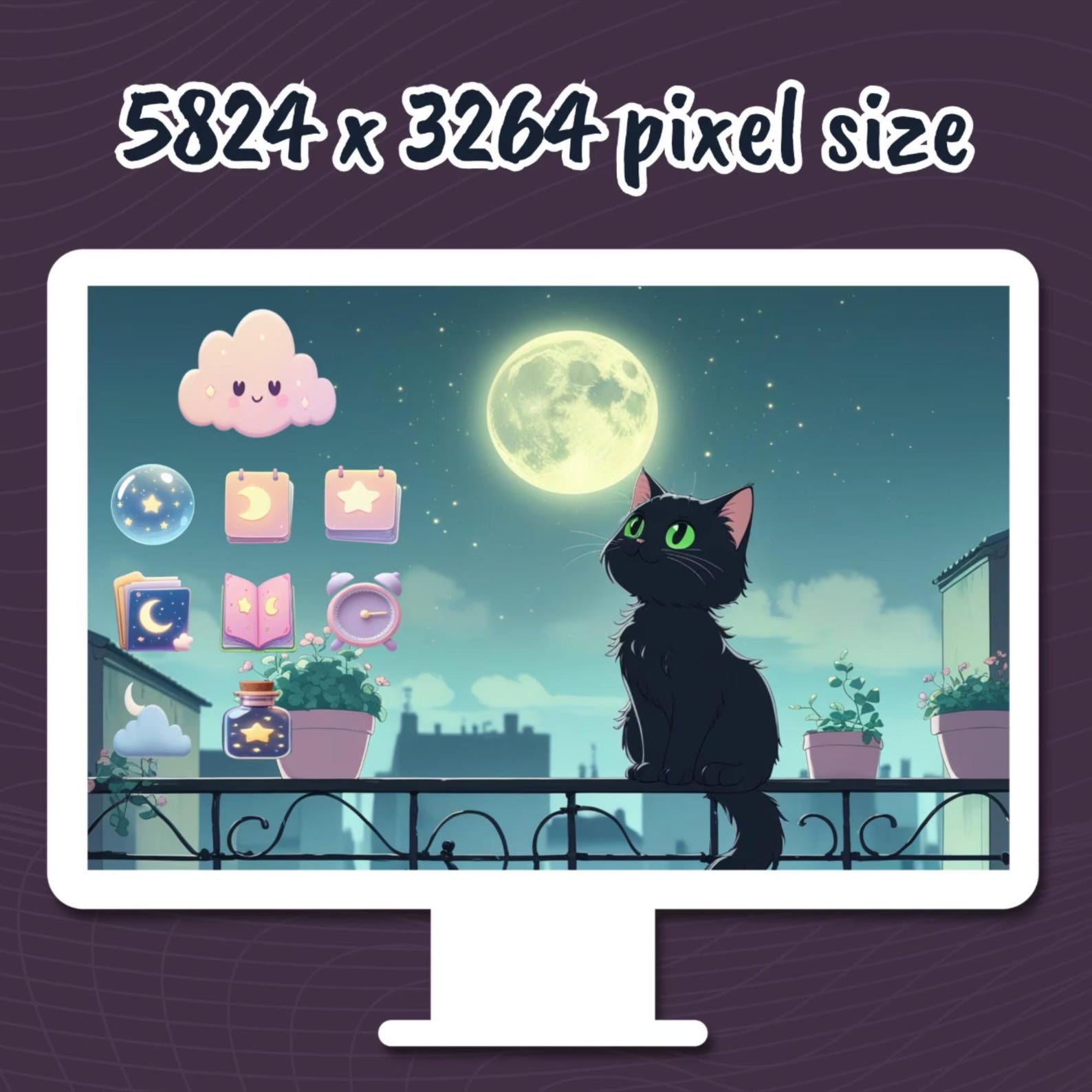 Midnight Cat Desktop Icons, Icon Set, Cat Folder Icons, Windows Icons ...