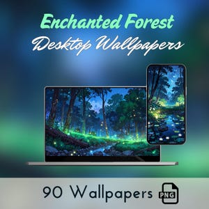 Papier peint forêt enchantée, papier peint de bureau confortable, pack de papier peint forêt magique, papier peint forêt esthétique et paysage naturel lofi