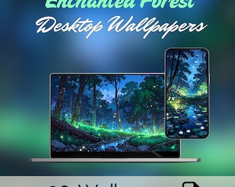 Enchanted Forest Wallpaper Pack, Aesthetic Lofi Nature (Digital Download)