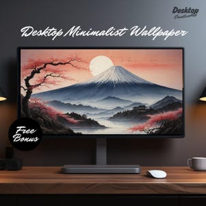 Fondo de pantalla japonés, arte de la flor de cerezo del Monte Fuji, fondo de pantalla de computadora, fondo de pantalla de anime de primavera para computadora, fondo de pantalla Ultra HD, fondo de PC