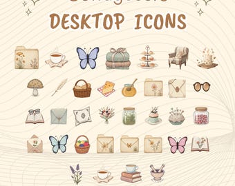 Cottagecore Desktop Icons, Pastell Ordner Icon Paket (Digitaler Download)