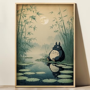 Póster de Totoro, Arte de Studio Ghibli, Pósters de Ghibli, Película de Hayao Miyazaki, Arte mural de Totoro, Arte de Ghibli, Decoración del hogar, Arte mural, Pósters de anime