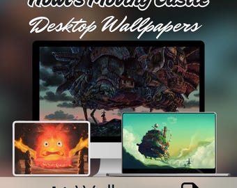 Fondo de pantalla de El castillo ambulante, fondos de escritorio inspirados en Studio Ghibli, paisaje lofi, anime, 4k, fondo de pantalla para MacBook, fondo caprichoso
