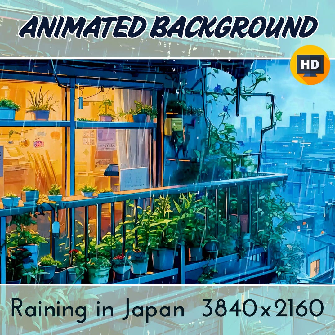 Animated Virtual Background, Looped Background, Cozy Rain Ambience ...