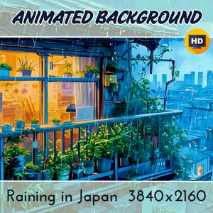 Animated Virtual Background, looped background, cozy rain ambience, vtuber background, Vtuber background animated, rainy stream overlay