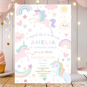 Unicorn Invitation Magical Birthday Party Unicorn Party Instant Download Invite Princess Unicorn Party Invite Pastel Unicorn Rainbow Sparkle