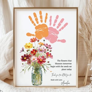 Teacher Appreciation Gift, Kids Handprint Artwork, Printable Teacher Gift From Kids, Teacher Thank You Gifts From Students, End Of Year Gift