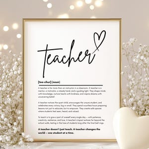 Definición de profesor imprimible, Arte mural imprimible para profesores, Regalos de agradecimiento para profesores, Regalo de agradecimiento para profesores, Regalo de fin de curso