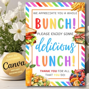 EDITABLE Lunch Appreciation Sign, Lunch Teacher Thank You Sign, Lunch Nurse Appreciation Poster, Sandwich Staff Appreciation Flyer, Canva