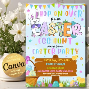 Easter Egg Hunt Invite, Easter Bunny Invite, Easter Party, Breakfast with Easter Bunny, Easter Egg Editable Flyer, Photos Easter Bunny