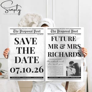 Editable Save the Date Announcement Newspaper Engagement Announcement Template Design Printable Engagement Notice Wedding Announcement Canva