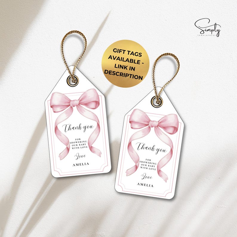 Blush Pink Bow Baby Shower Invitation Editable Elegant Watercolor Coquette Bow Invitation Pink Girl Baby Shower Invite Pink Ribbon Canva image 5