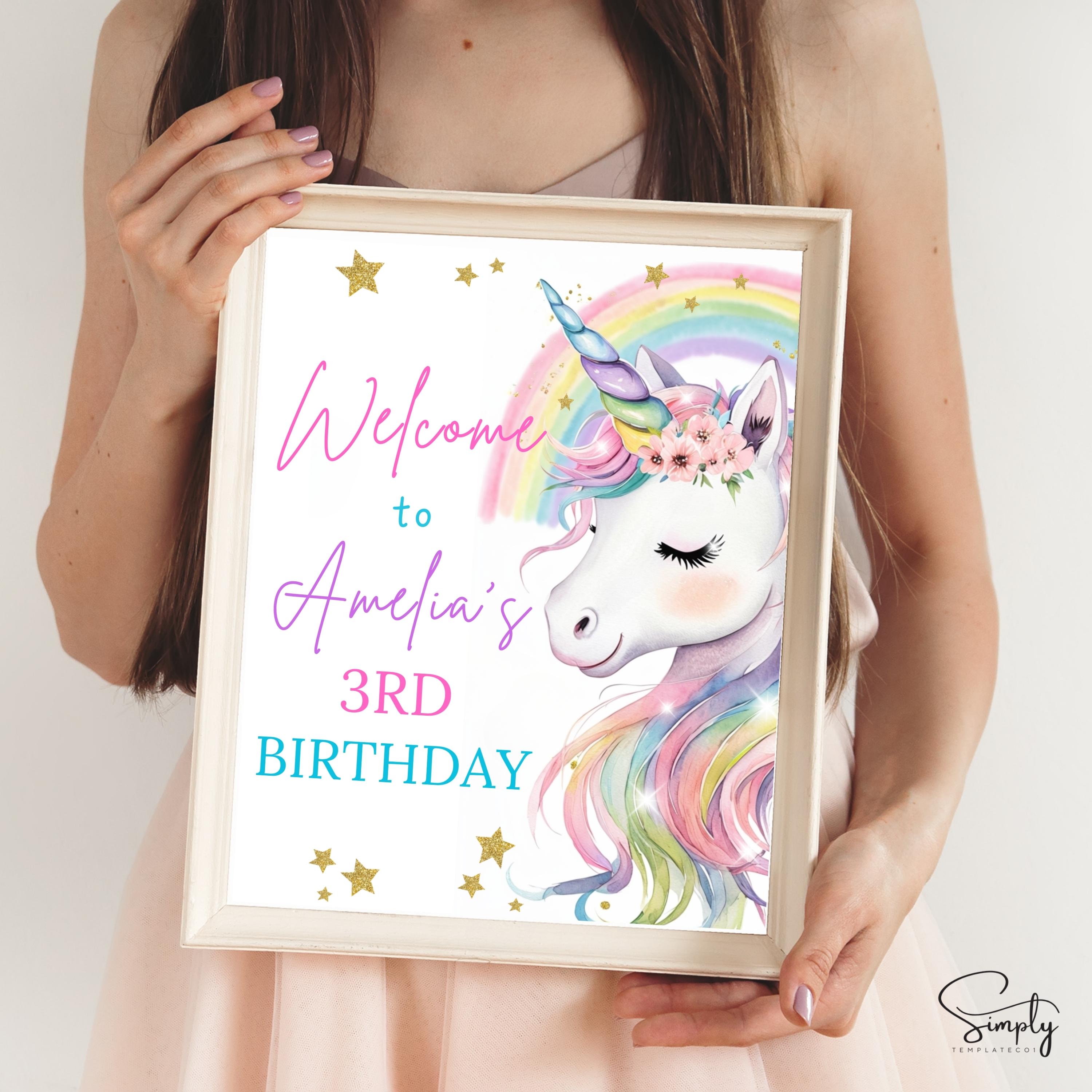 Asn Rda Invitation Editable Unicorn Birthday Invitation Magical Pastel Rainbow Unicorn ...