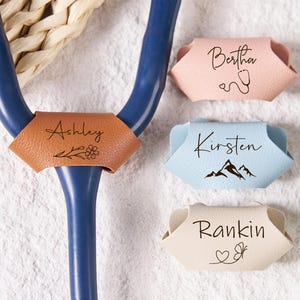 Engraved Stethoscope ID Tag,Stethoscope ID Ring,Leather Stethoscope Charm,Personalized Stethoscope Name Tag,Nurse Graduation Gift for Doctor