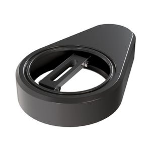 May include: A matte black, teardrop-shaped mounting bracket featuring a circular opening with a central, slotted horizontal bar. The component includes two visible silver-toned metal fasteners securing the internal bar within the frame.
