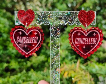 CANCELLED! earrings | laser cut heart acrylic earrings