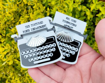 Typewriter brooch or necklace | laser cut acrylic