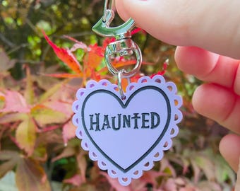 Haunted keyring bag charm | laser cut heart