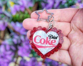 Diet coke keyring bag charm | laser cut heart acrylic