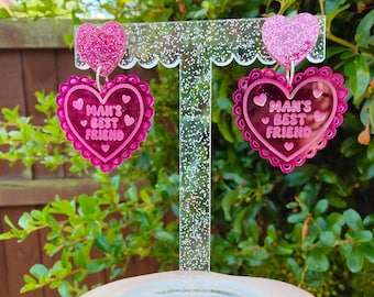 Man's Best Friend earrings | Sabrina Carpenter Merch  | laser cut heart acrylic earrings
