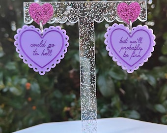 Could go to hell earrings | Chappell Roan Merch  | laser cut heart acrylic earrings