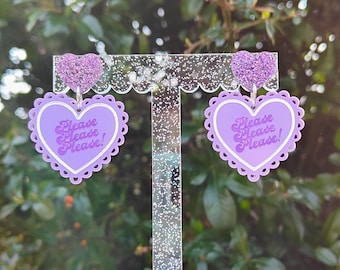 Pendientes Please Please Please / Merchandising de Sabrina Carpenter / Pendientes acrílicos con forma de corazón cortados con láser