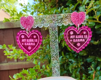 My Kink is Karma earrings | Chappell Roan Merch  | laser cut heart acrylic earrings