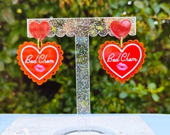 Bed Chem earrings | Sabrina Carpenter Merch  | laser cut heart acrylic earrings