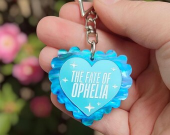 The Fate of Ophelia keyring bag charm | laser cut heart acrylic