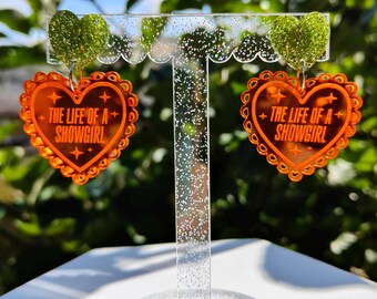The Life of a Showgirl earrings | Taylor Merch  | laser cut heart acrylic earrings