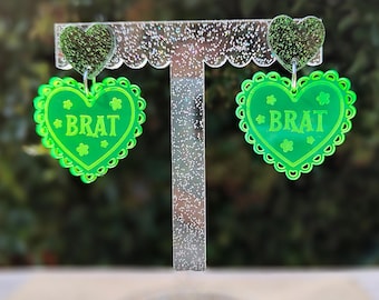 Brat earrings | laser cut heart acrylic earrings